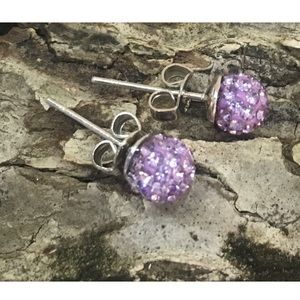 Kids Light Purple Crystal Clay Earrings